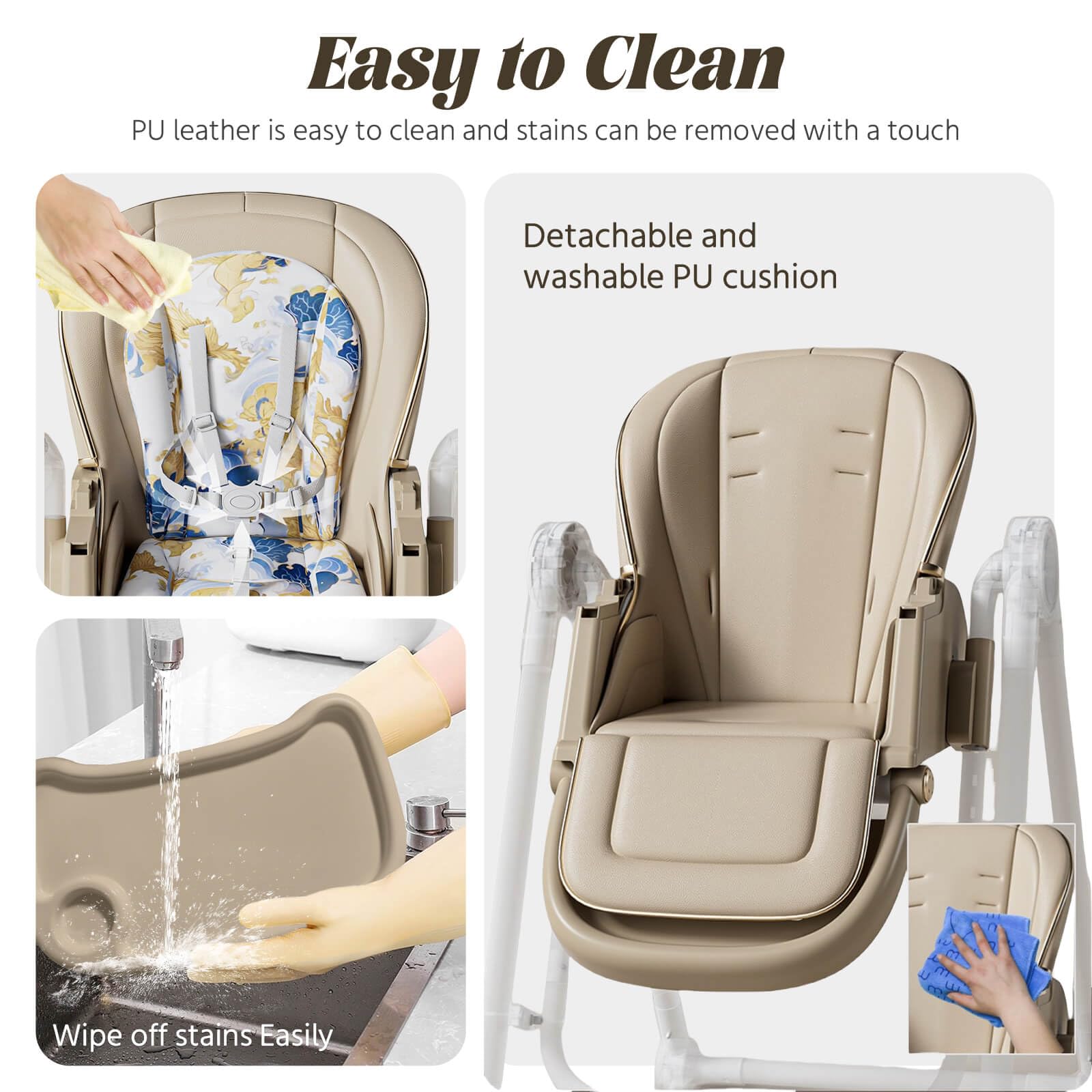 UMGOOGOO washable PU cushion in brown for stain-resistant comfort.