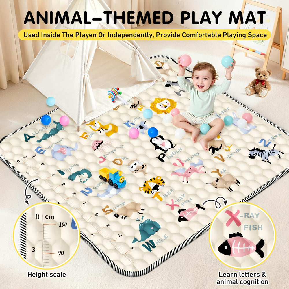UMIKU baby playpen ball pit with 50 ocean balls stimulates reach and coordination.