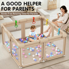 UMIKU baby playpen dual-door-arch allows crawl-through access and parent entry.