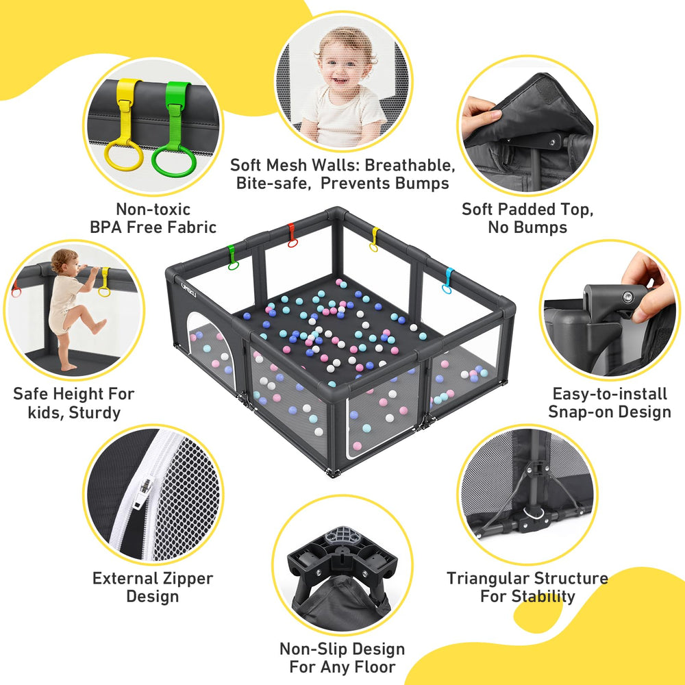 UMIKU foldable playpen folds in minutes for easy storage