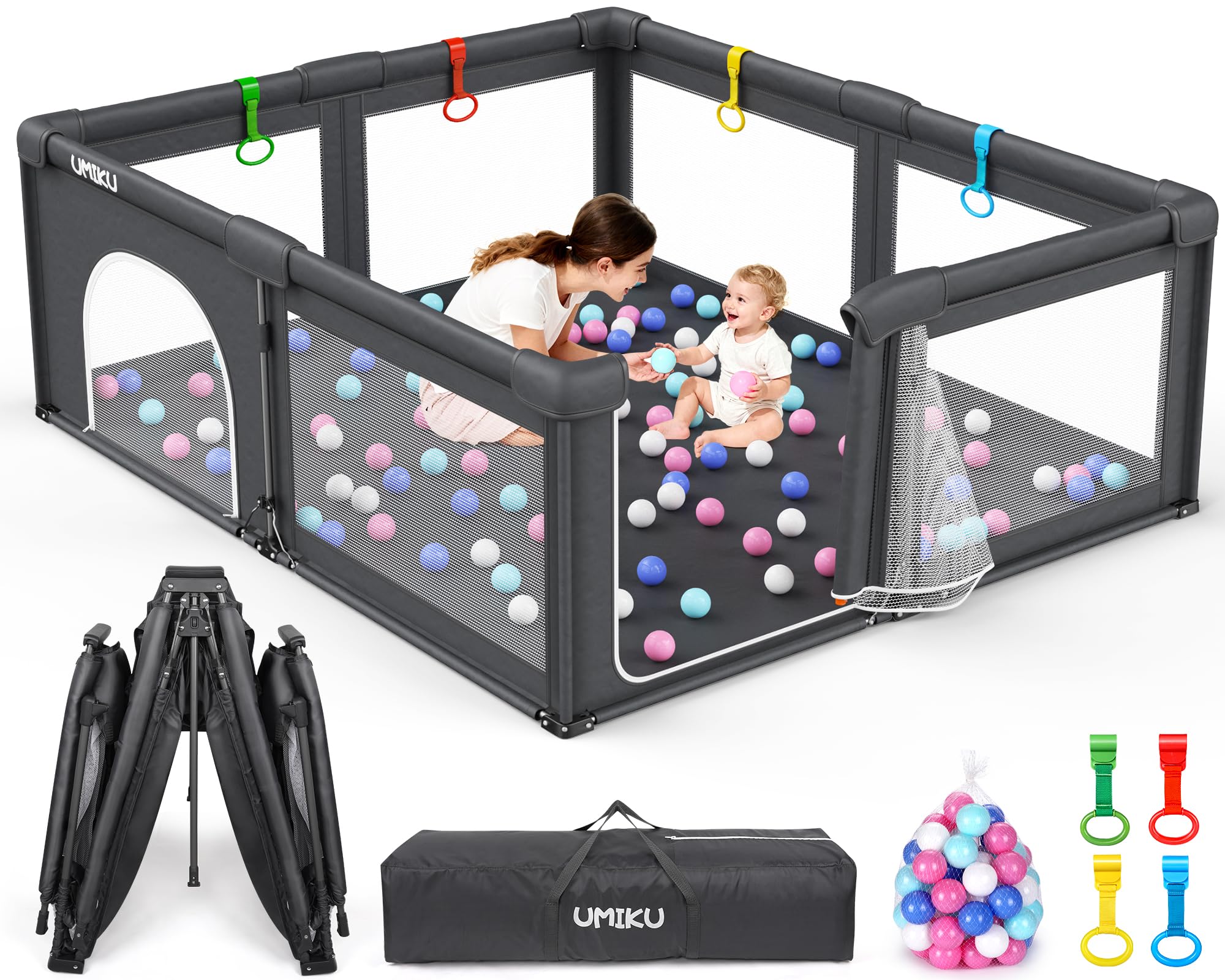 UMIKU baby playpen foldable setup view for quick assembly and safe play