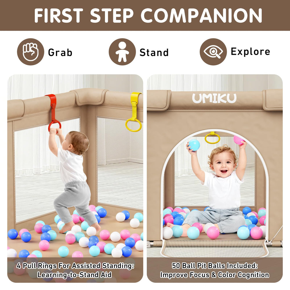 UMIKU baby playpen four-handlers offers stable support during playtime.