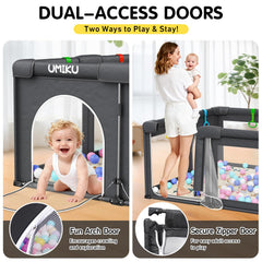 UMIKU baby playpen mesh sides offer clear visibility for attentive supervision.
