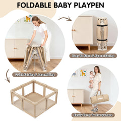 UMIKU baby playpen mesh-sides provide visibility for attentive supervision.