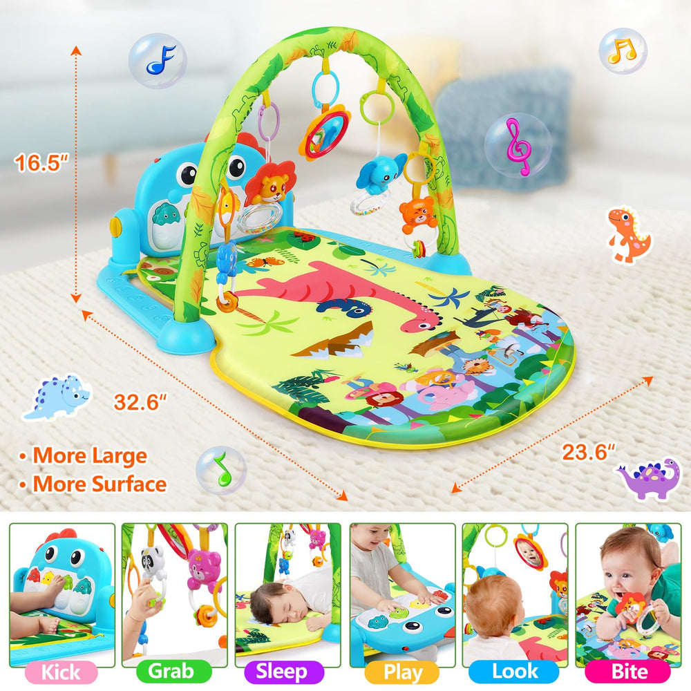 UMIKU dinosaur play mat bright colors with gentle lights for visual stimulation