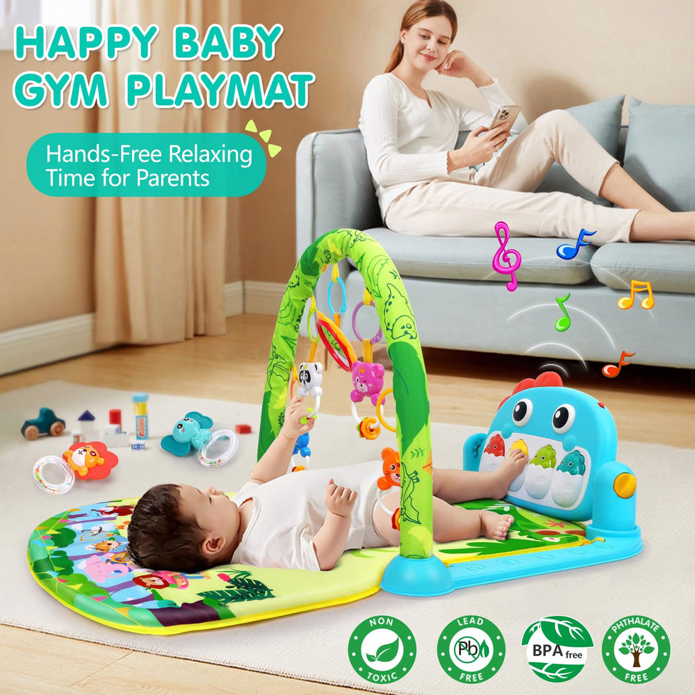 UMIKU dinosaur play mat piano feature invites playful kicks and musical engagement