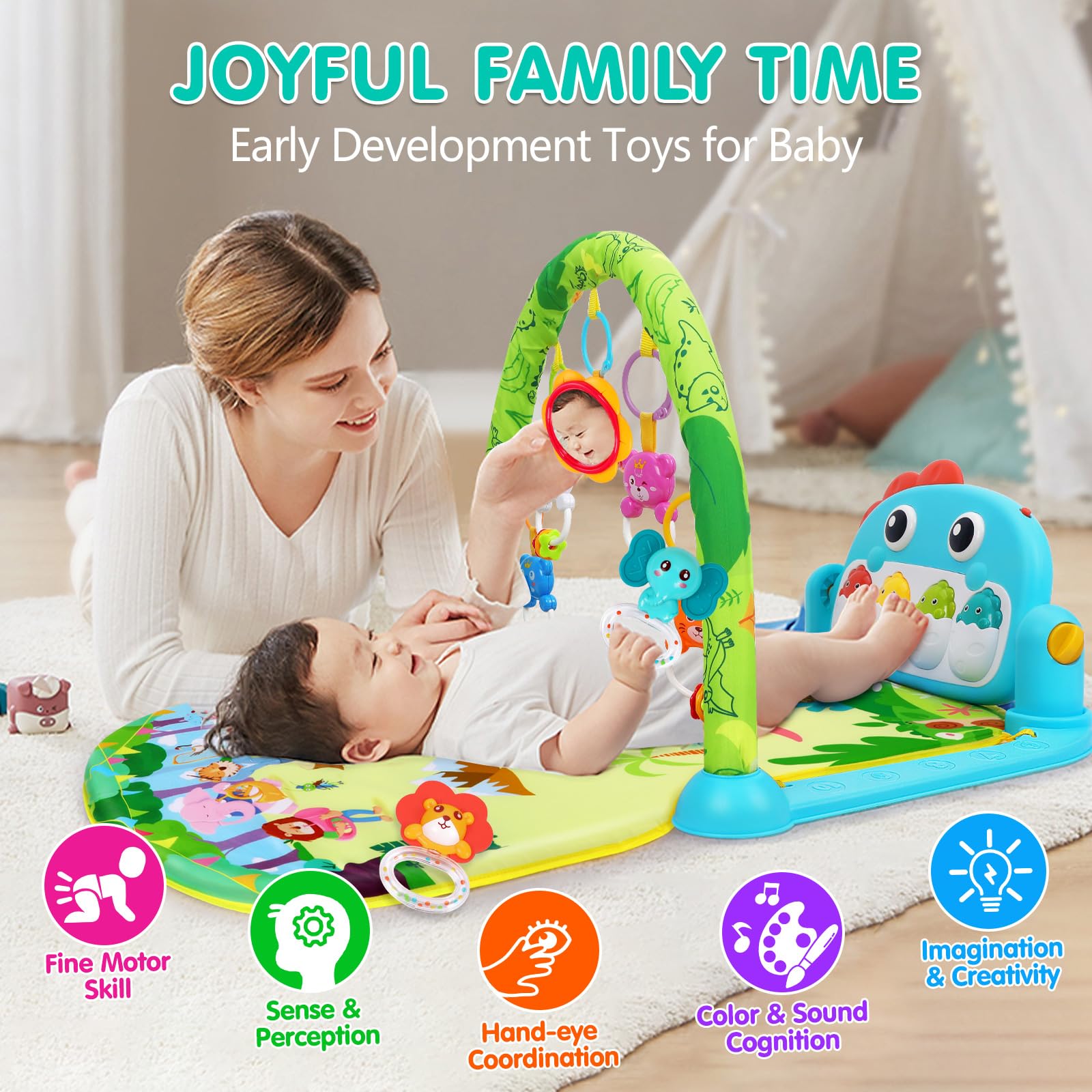 UMIKU dinosaur play mat soft washable fabric for easy cleaning