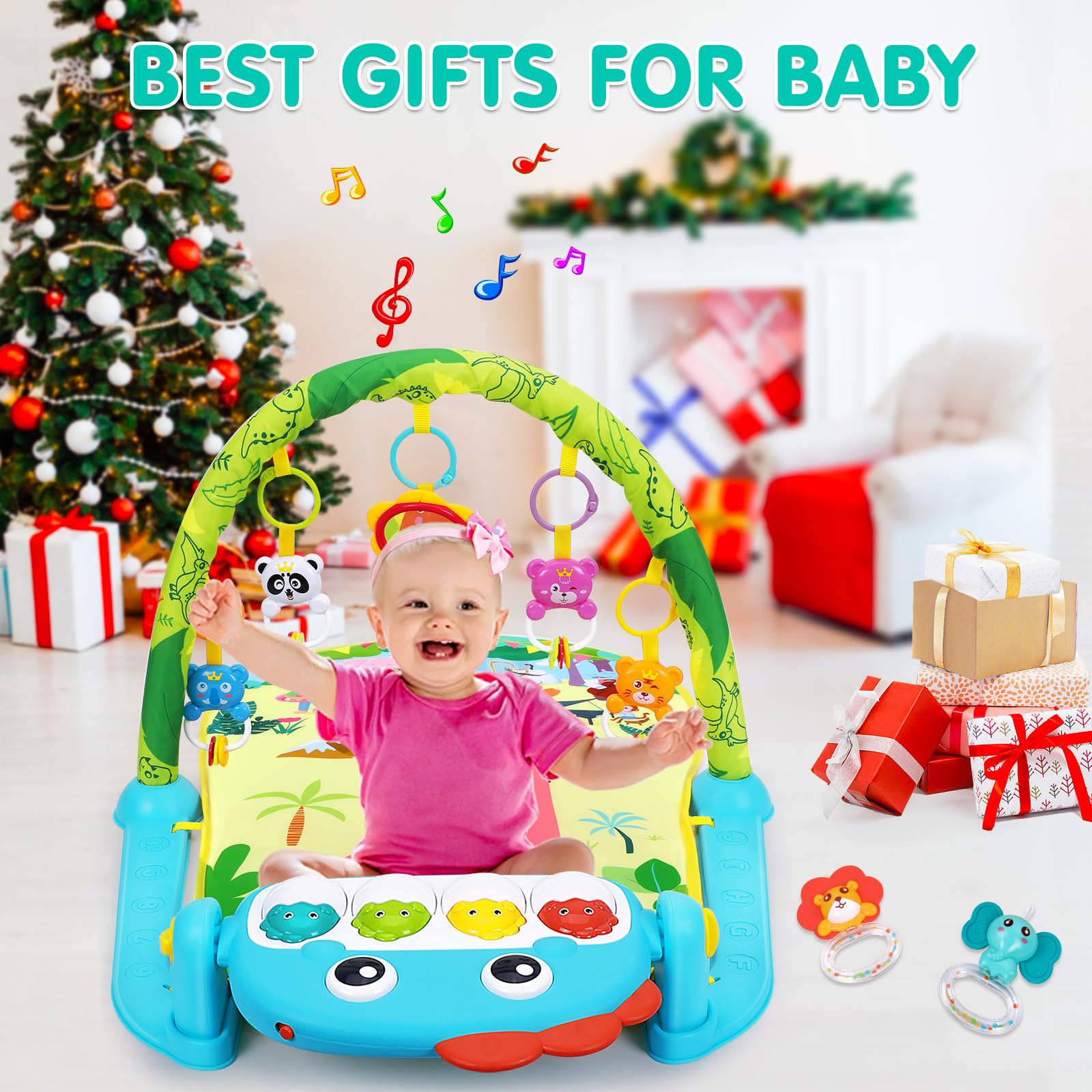 UMIKU dinosaur play mat tummy time area encourages motor skills
