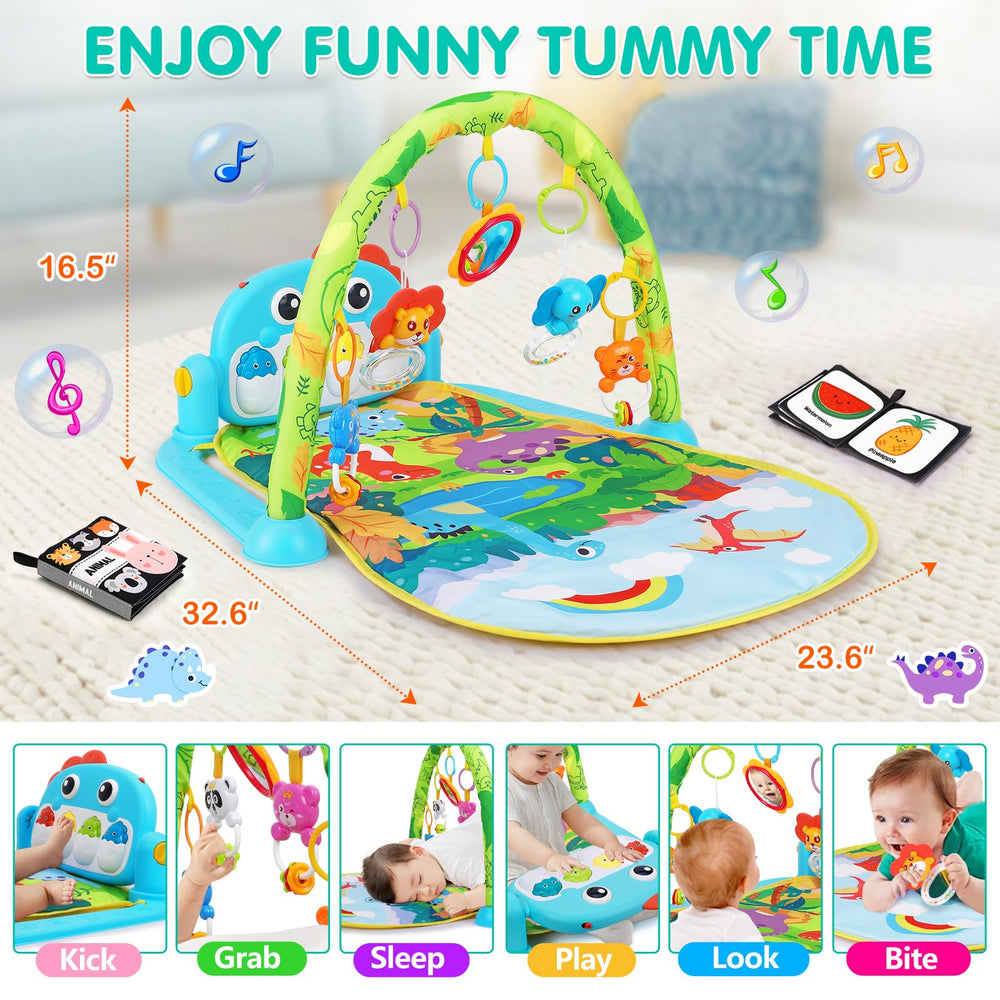 UMIKU tummy time mat with piano music engages infant.