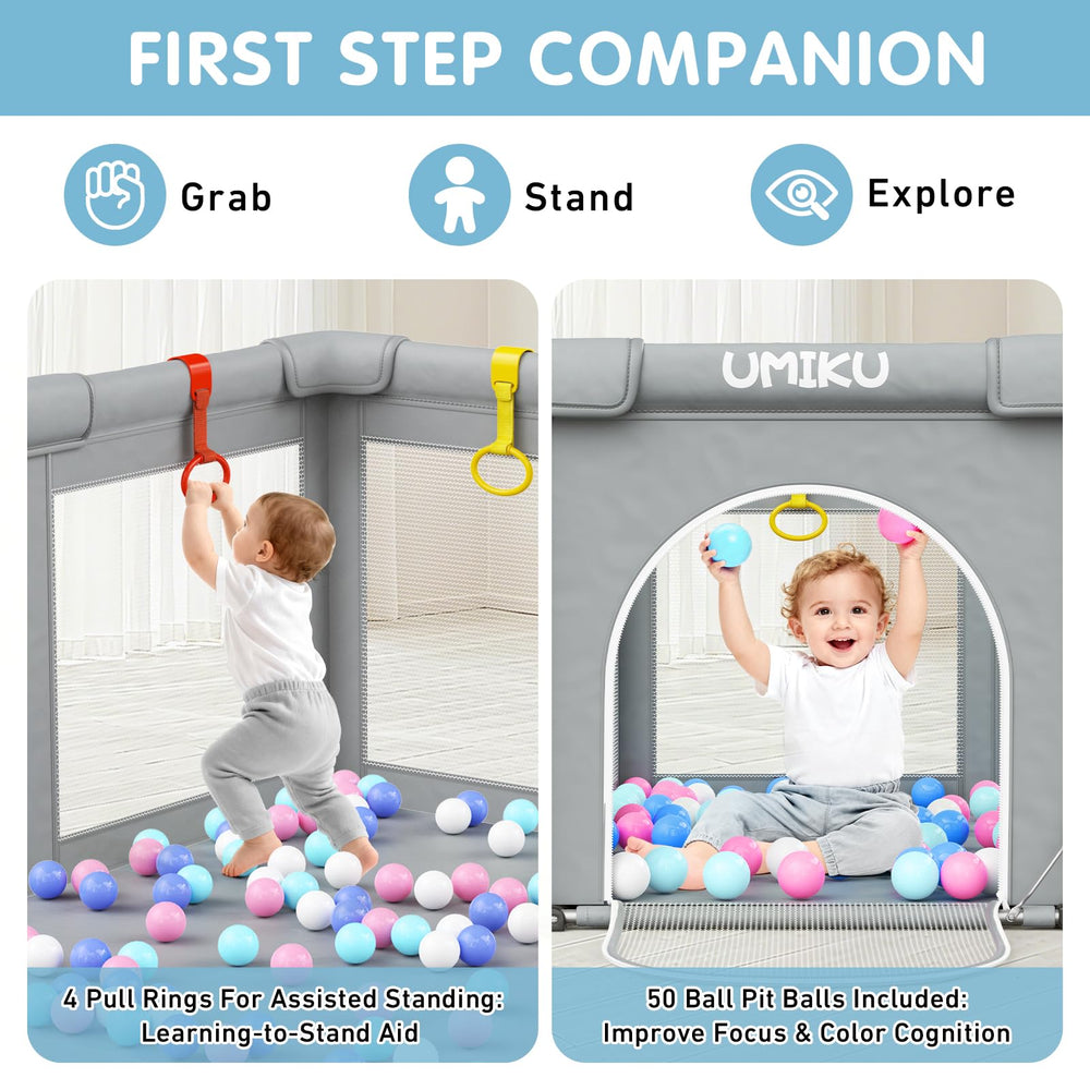 UMIKU playpen mesh sides offer visibility while keeping little ones supervised.