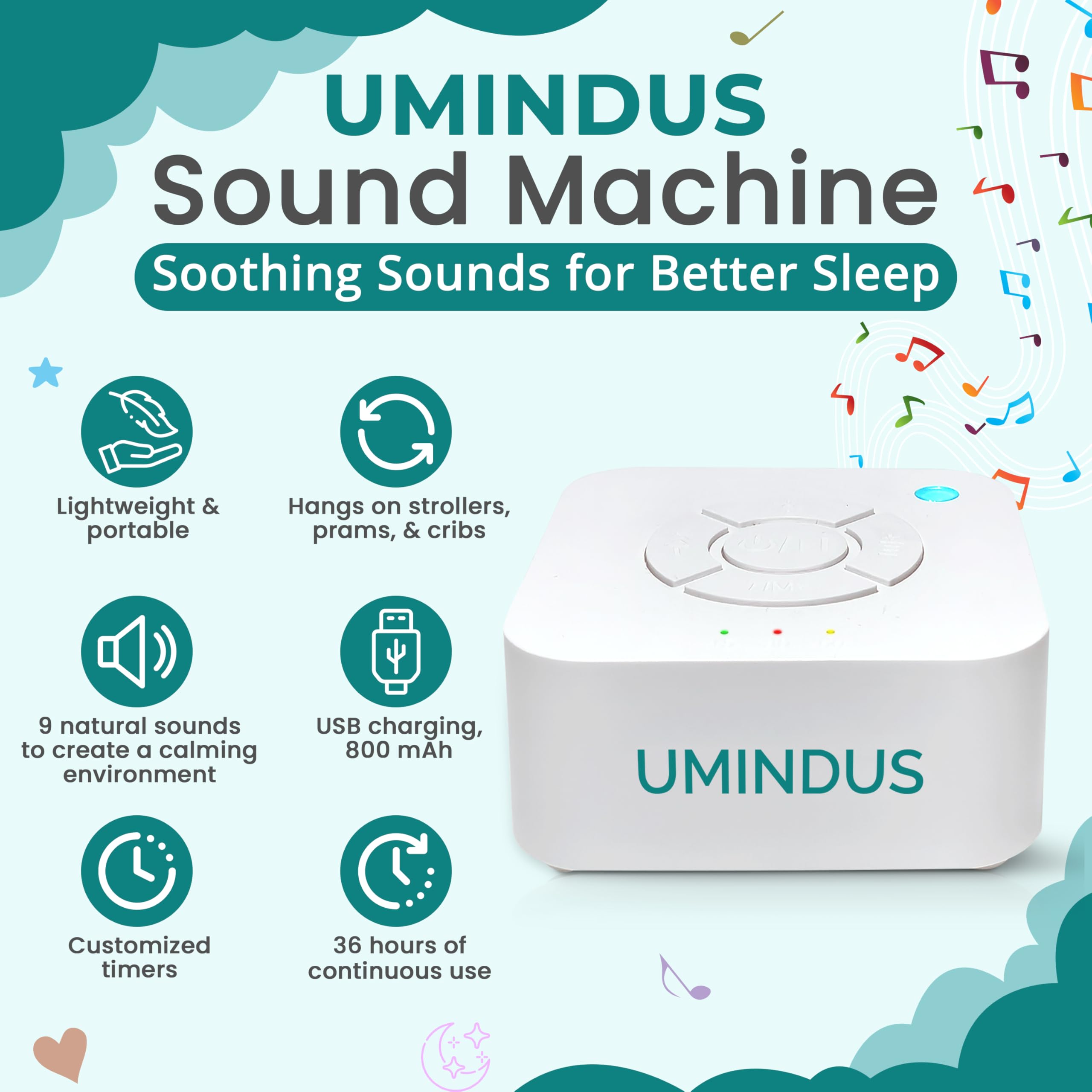 UMINDUS SensaRocker two universal mounts fit strollers and car seats.