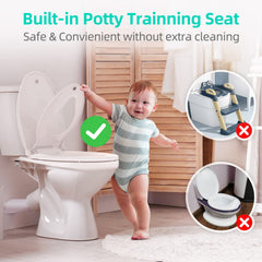 Uming elongated seat shows toddler seat removed for adult-only use.