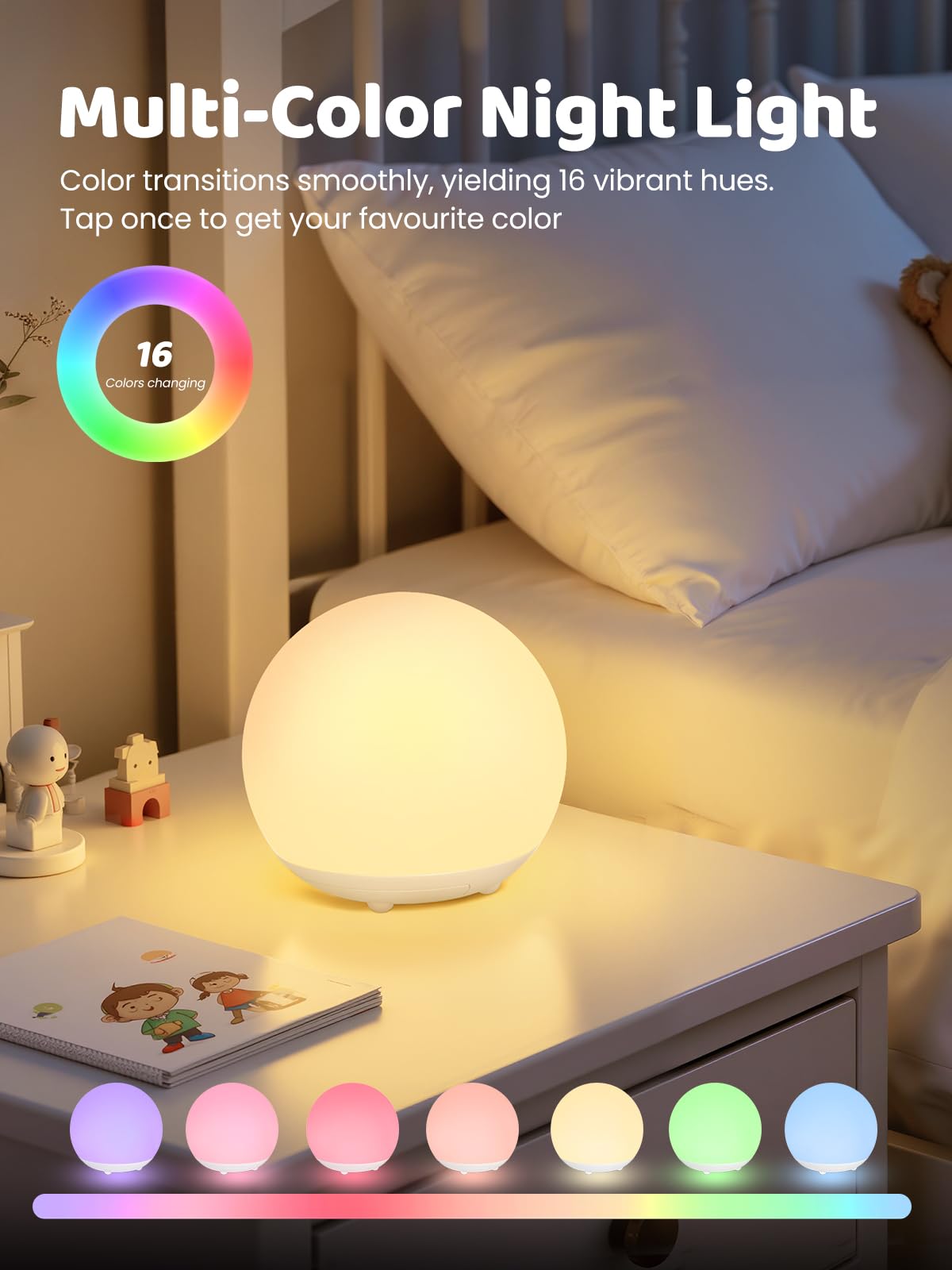 UMIXGENE Egg Light RGB colors create magical ambiance for playtime.