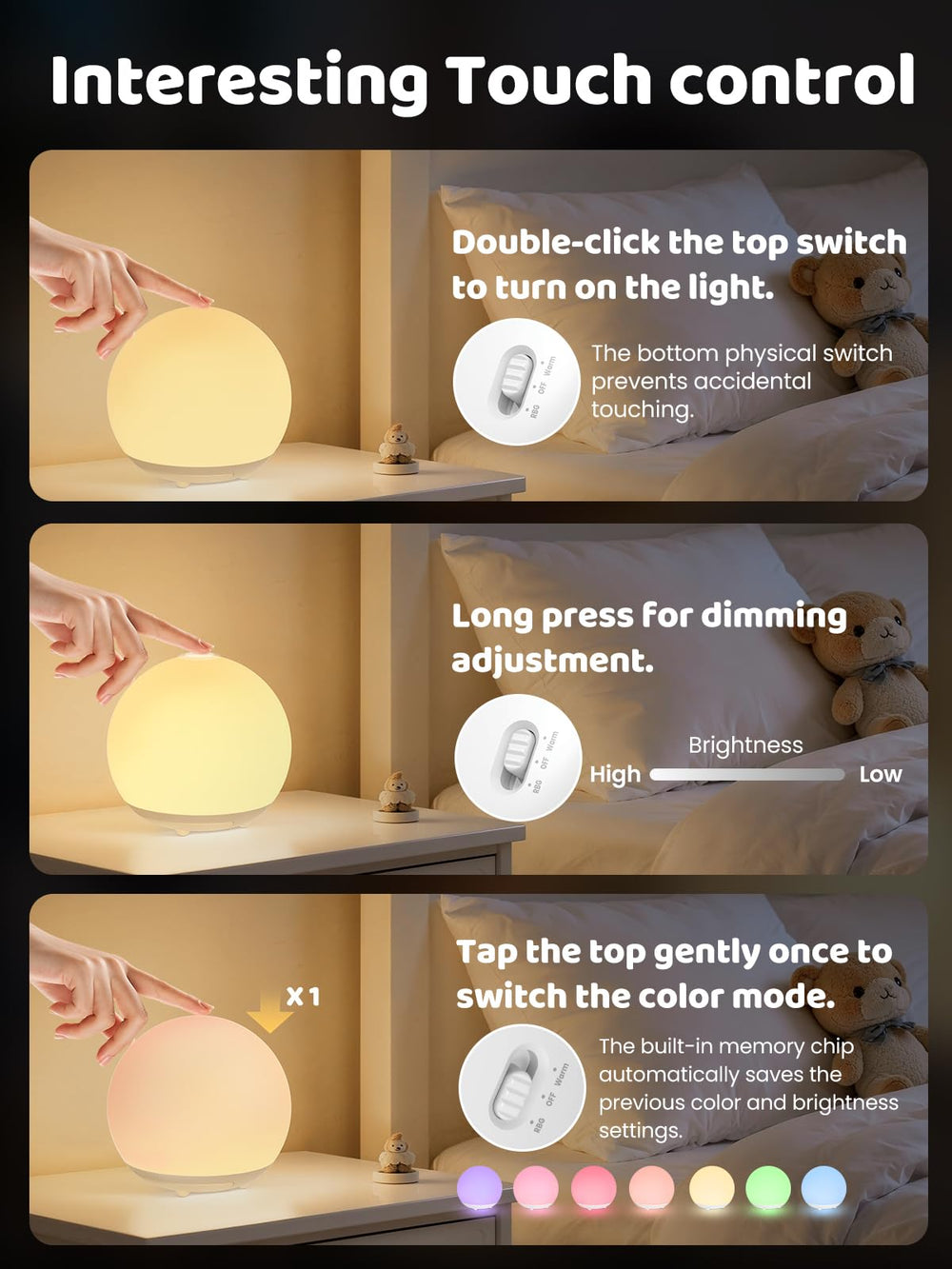 UMIXGENE Egg Light timer function for gentle sleep routines.
