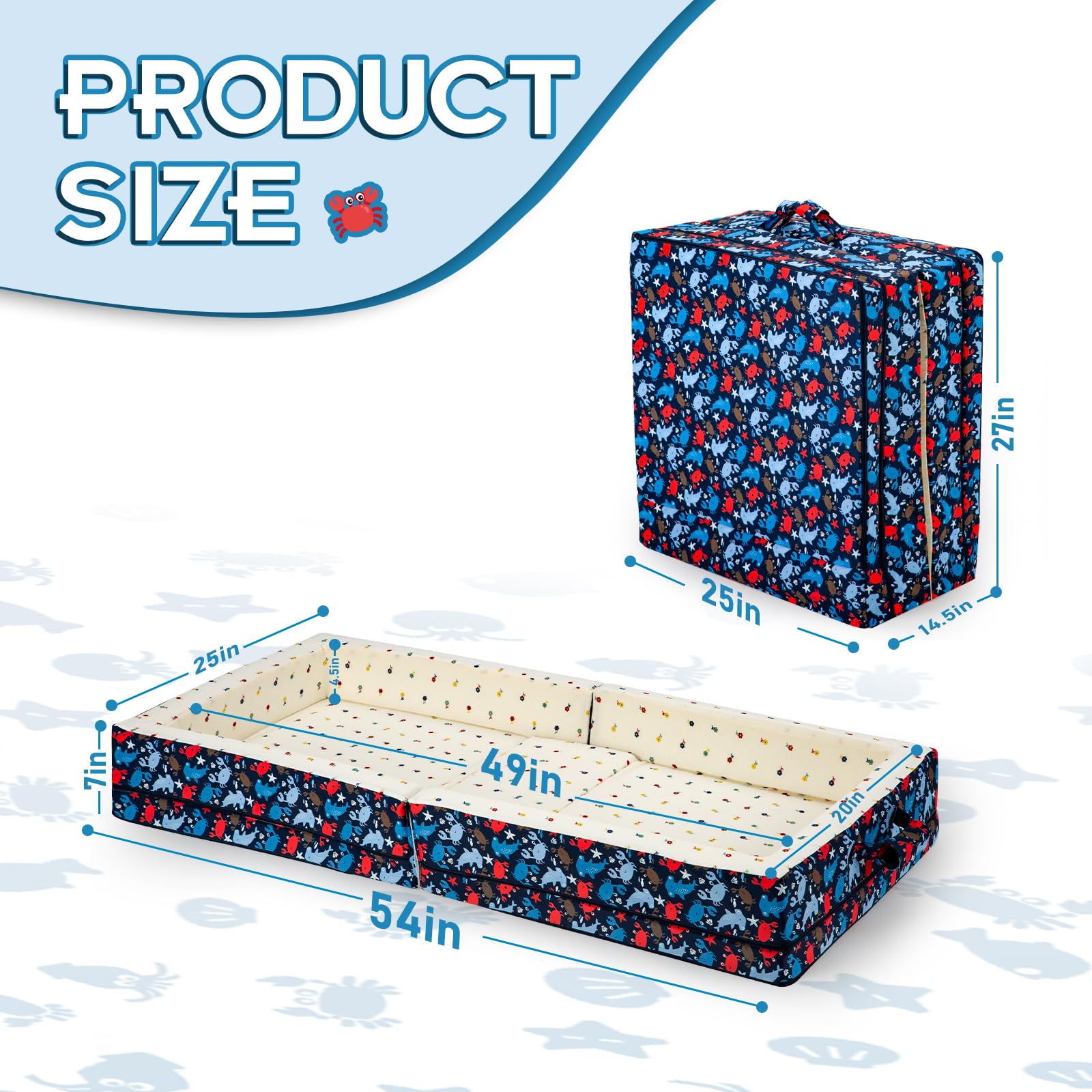 Umoving toddler travel bed unfolded for stable sleep setup at home or hotel.