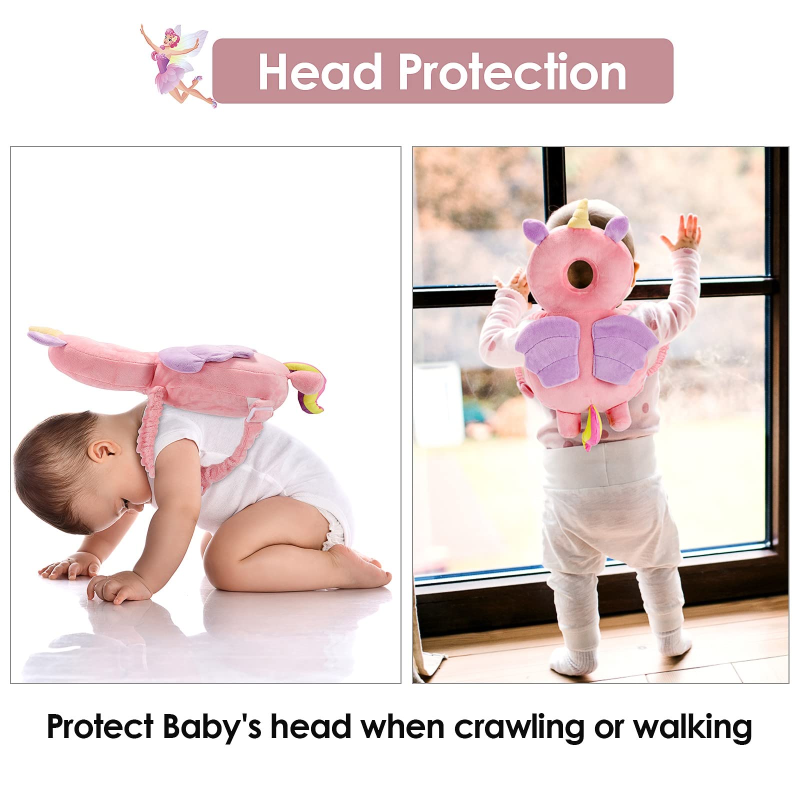 Umtiti head protector pad in use during toddler walking