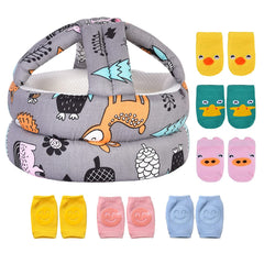 Umtiti baby helmet forest front-view offers safe head protection during crawling.