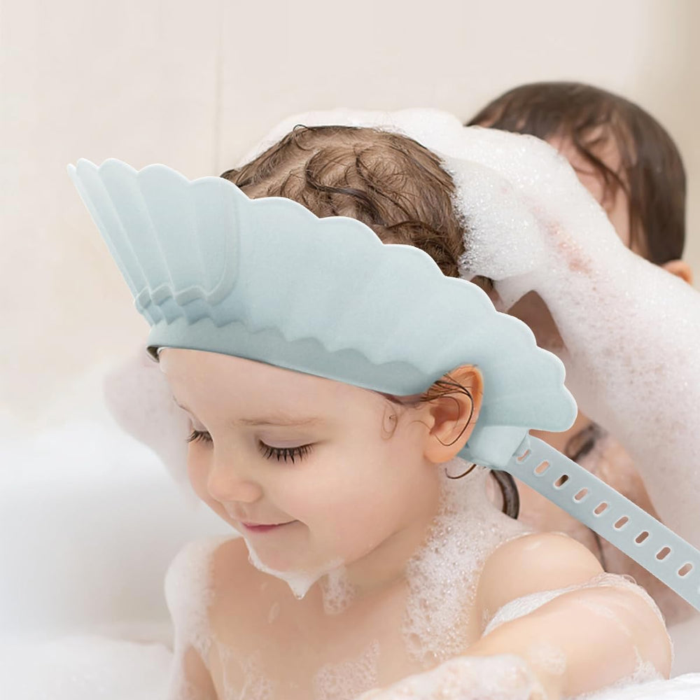 UMUACCAN baby shower cap waterproof edge shields eyes and face.