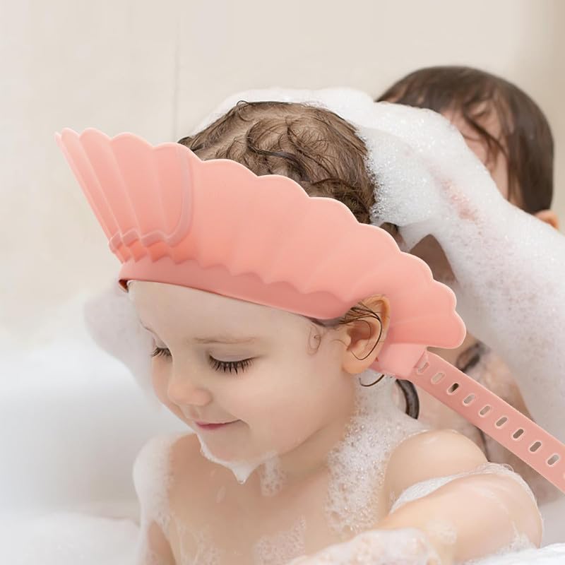 UMUACCAN baby shower cap waterproof visor keeps water away from eyes.