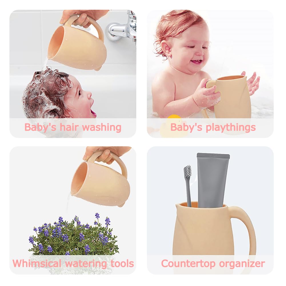 UMUACCAN Penguin Rinse Cup flexible edge helps keep water away from baby's face.