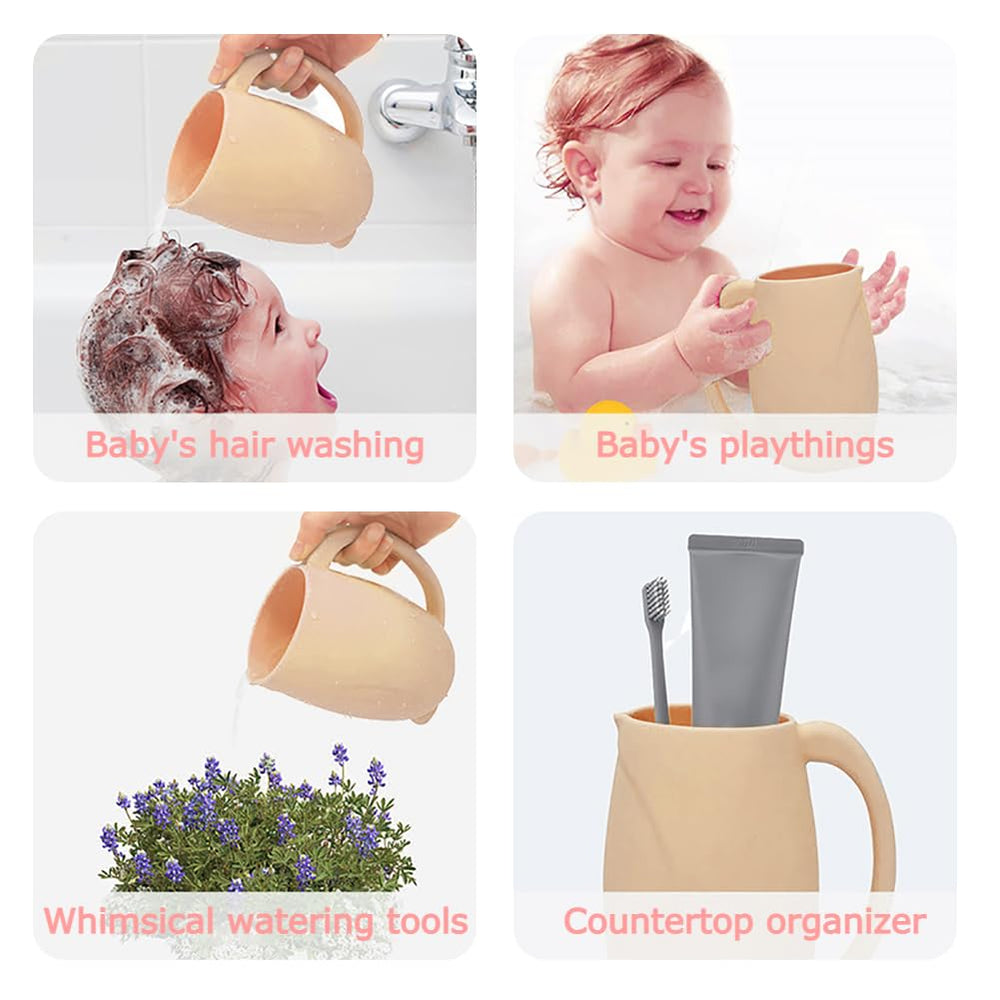 UMUACCAN Penguin Rinse Cup flexible edge helps keep water away from baby's face.