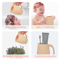 UMUACCAN Penguin Rinse Cup flexible edge helps keep water away from baby's face.