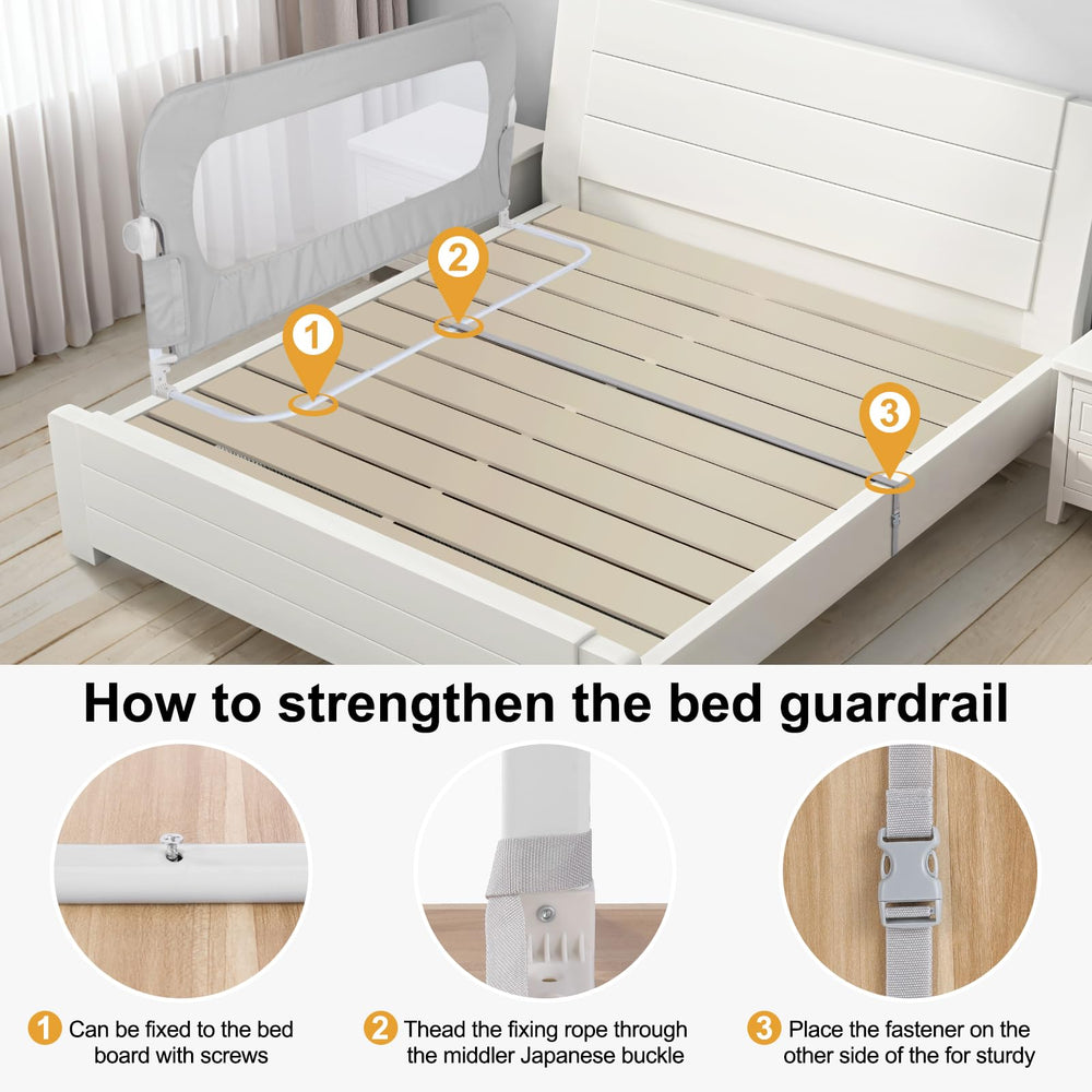 UNAPHO bed rail with U shaped base reinforces stability against movement