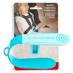 UnbuckleMe buckle-tool Aqua open demonstrates easy one-handed unbuckling.