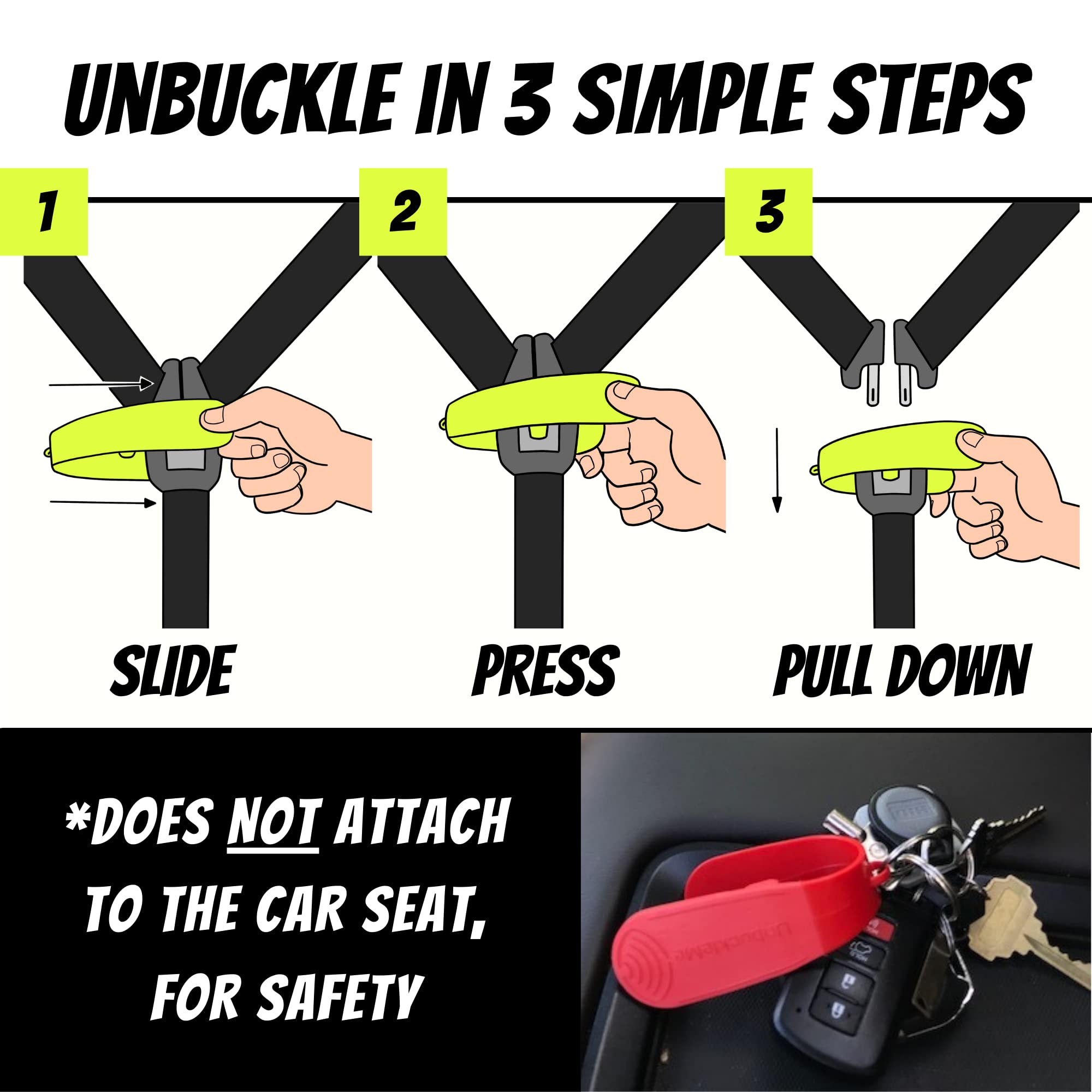 Close-up of buckle interaction with UnbuckleMe lime tool.