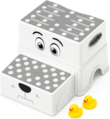 UNCLE WU 2 Step Stool for bathroom use supports easy potty training routines