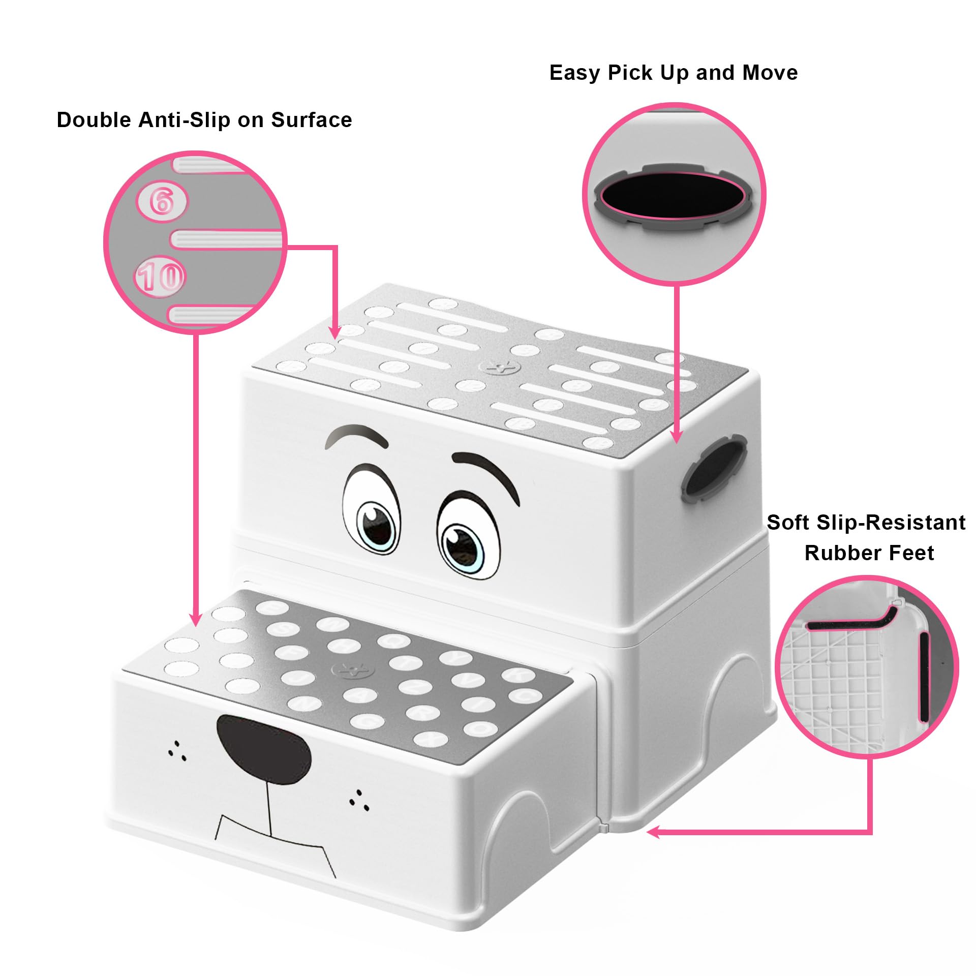 UNCLE WU 2 Step Stool includes bonus duck bath toys for fun routines