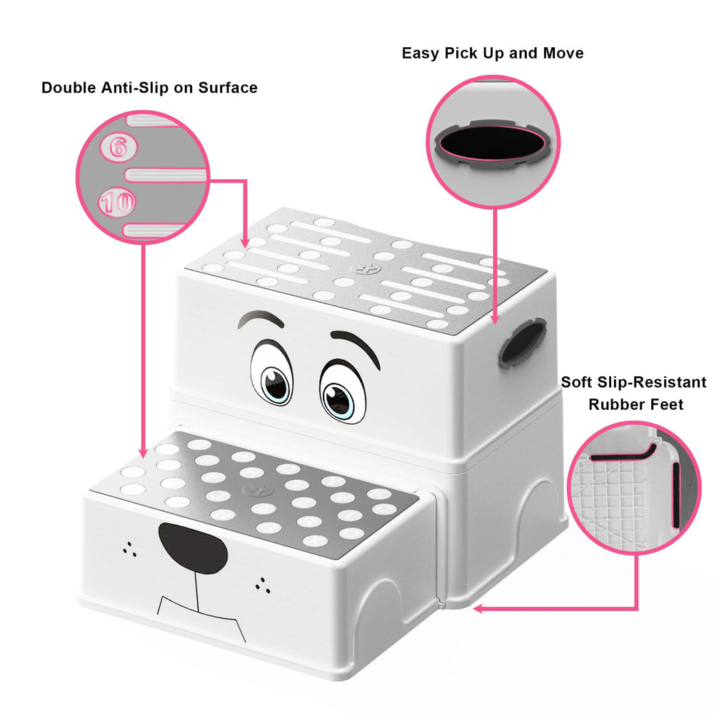 UNCLE WU 2 Step Stool includes bonus duck bath toys for fun routines