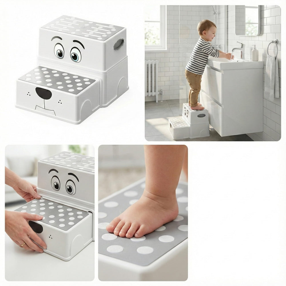 UNCLE WU 2 Step Stool smooth easy to clean surface for quick tidying
