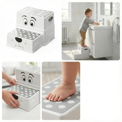 UNCLE WU 2 Step Stool smooth easy to clean surface for quick tidying