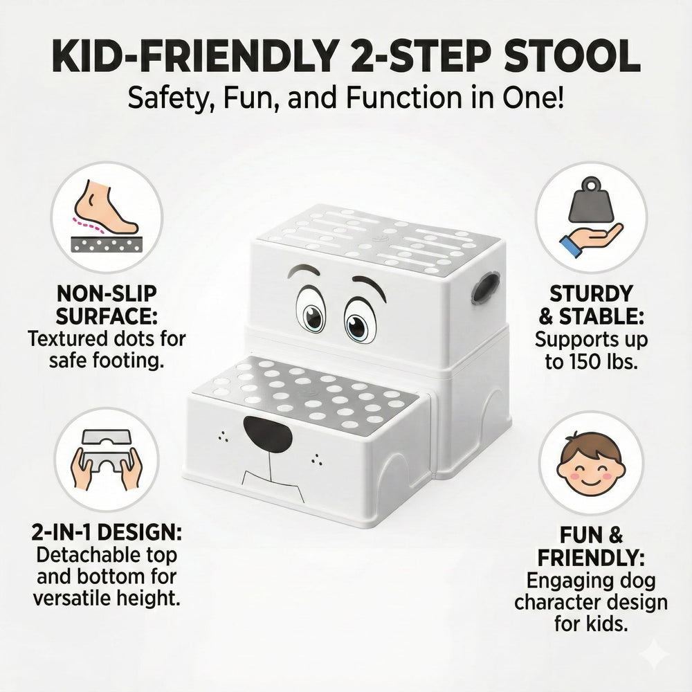 UNCLE WU 2 Step Stool toddler friendly height for potty and sink tasks
