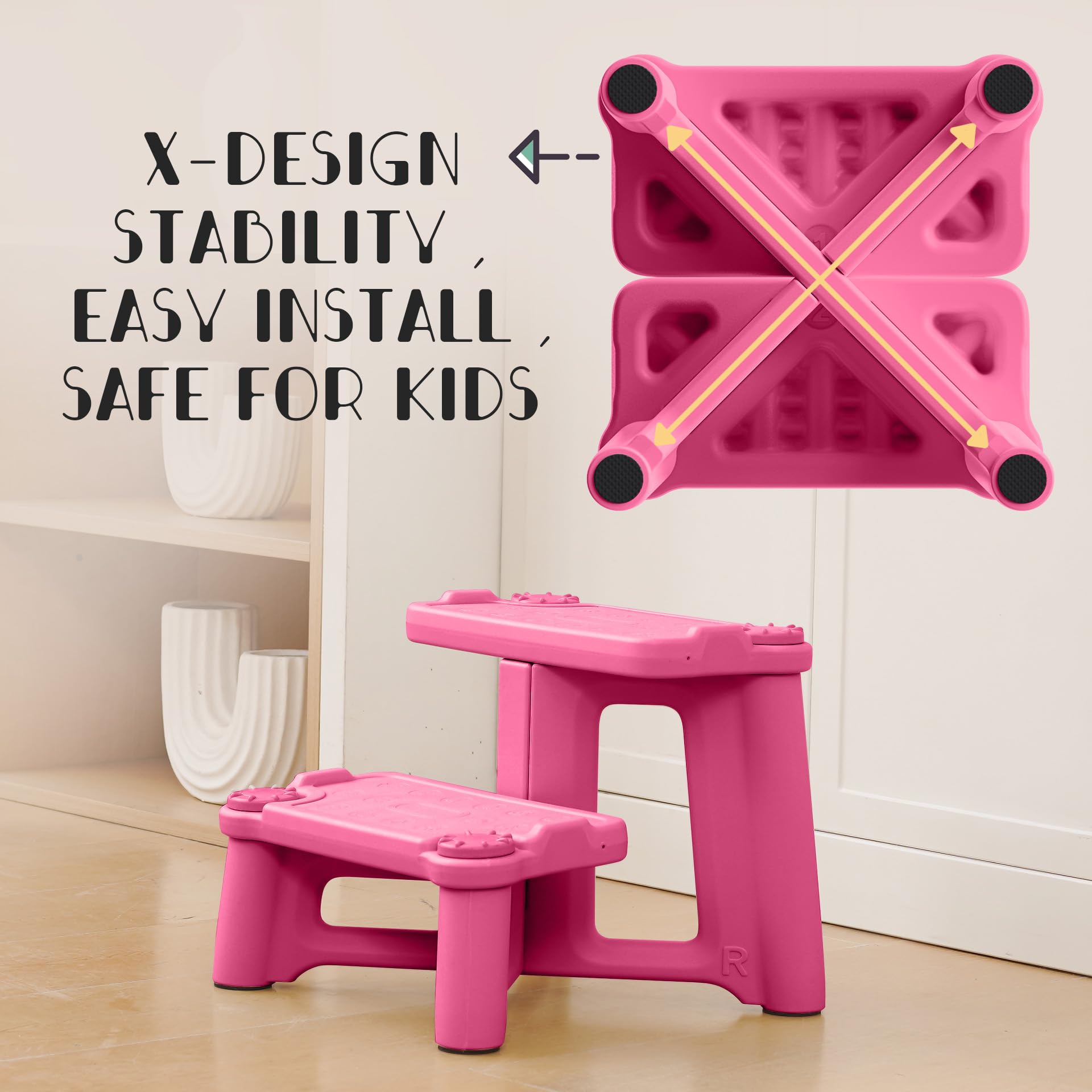 UNCLE WU rose-pink stool fits bathroom decor and space