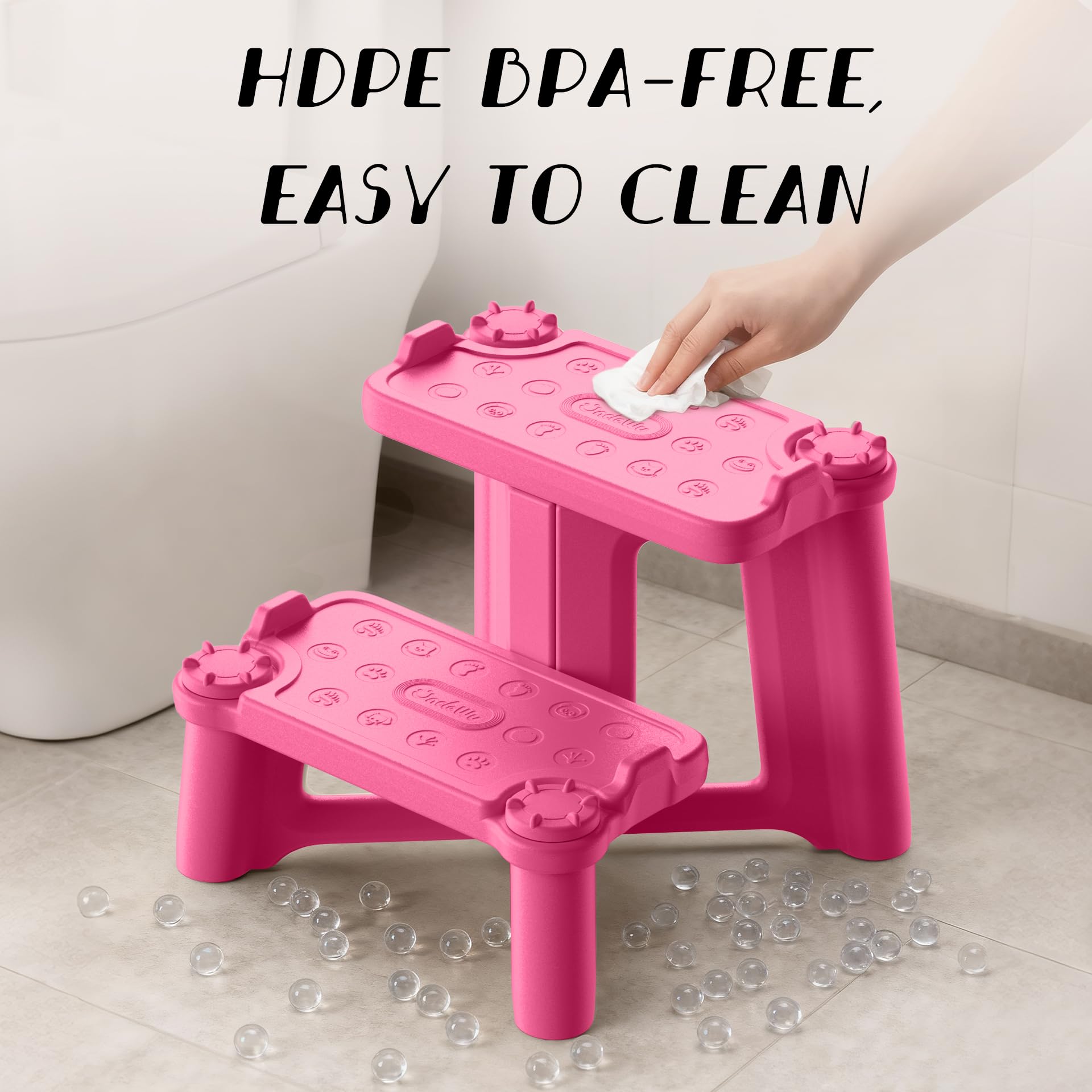 UNCLE WU sturdy kid-safe step stool supports independence