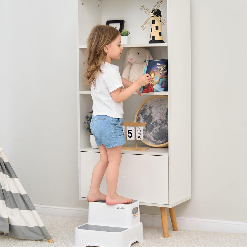 UNCLE WU toddler step stool grey 9.25 inch height for sinks and toilets.