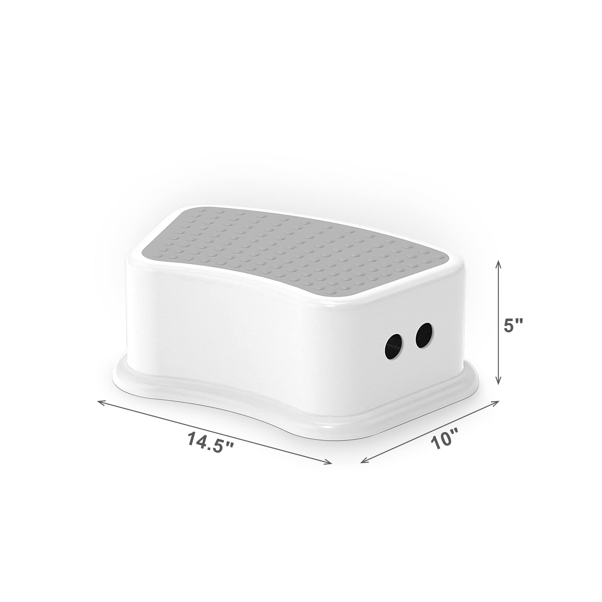 UNCLE WU kids step stool gray-white side view showing stable base for independent tasks