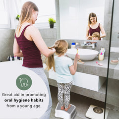 UNCLE WU kids step stool gray-white right-side view emphasizing grip and safety
