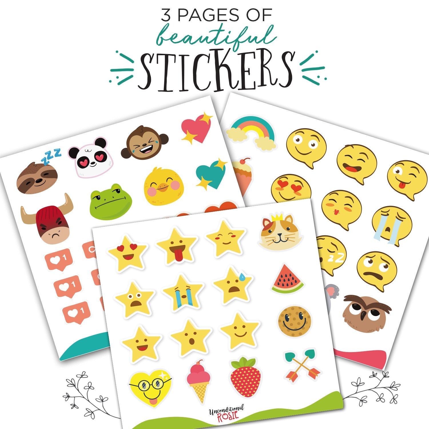 Unconditional ROSIE belly sticker adhesive helps place milestone accents neatly.