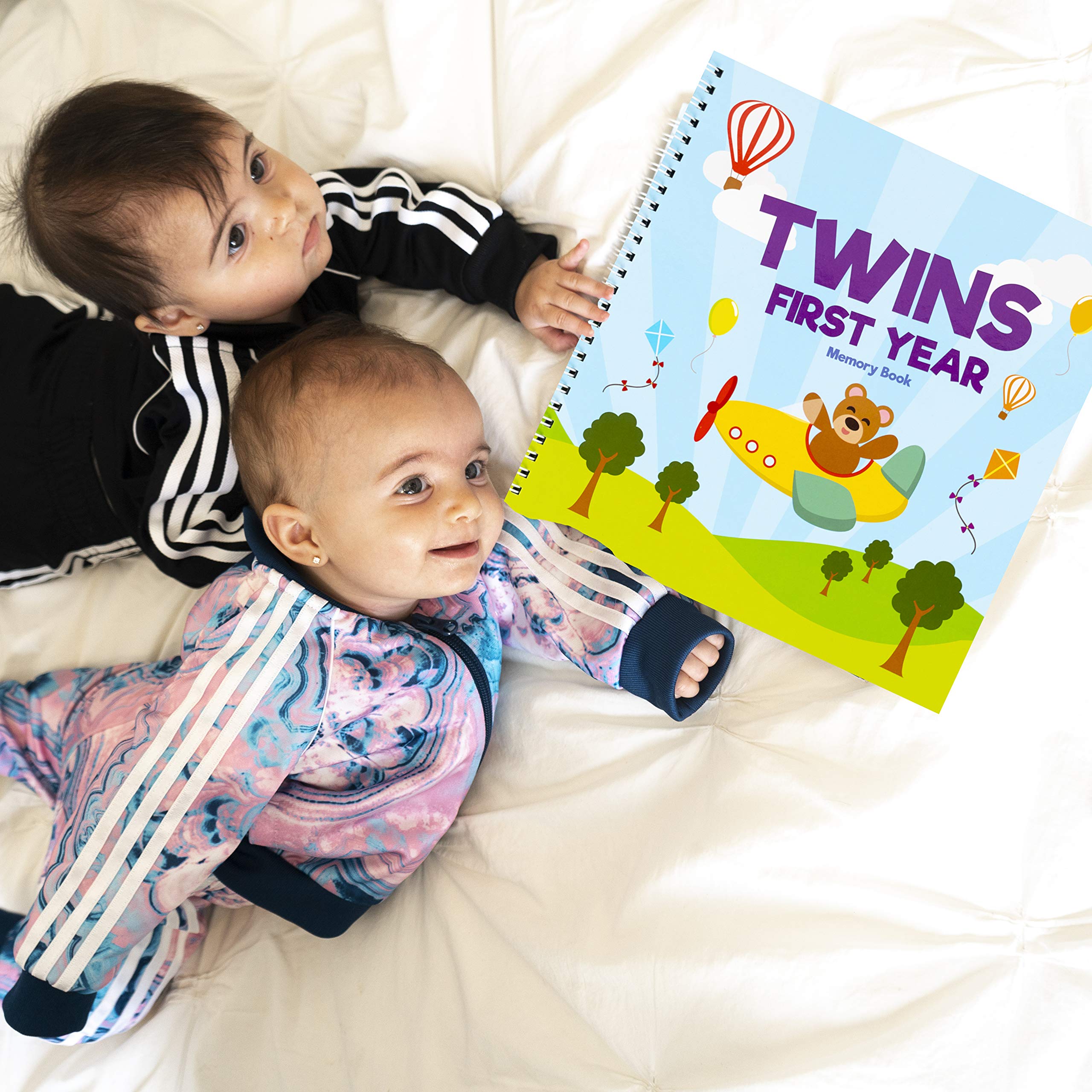 Unconditional ROSIE twins milestones book, ideal gift for baby showers.