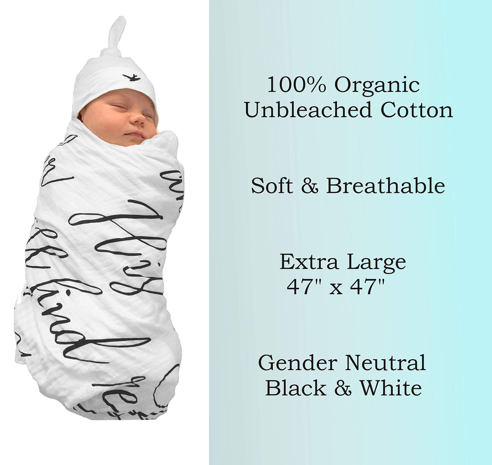 Under His Wings hat close-up; soft unbleached cotton for cozy newborn warmth