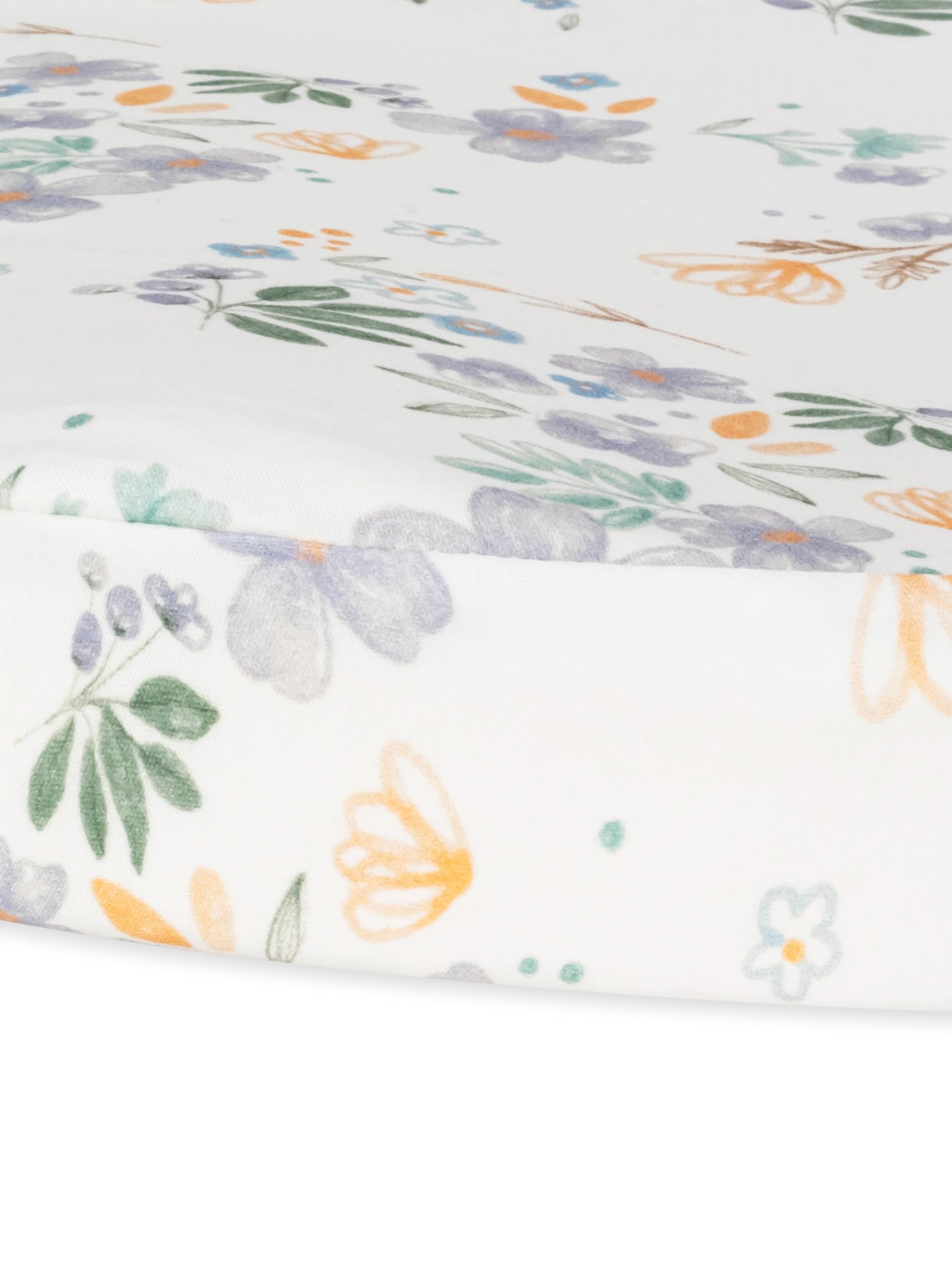 Under The Nile bassinet sheet Daisy closeup highlighting soft organic cotton for breathable nursery comfort.