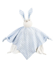 Under the Nile Blanket Friend Bunny Wide Blue Stripe cover with soft bunny print for cuddling.