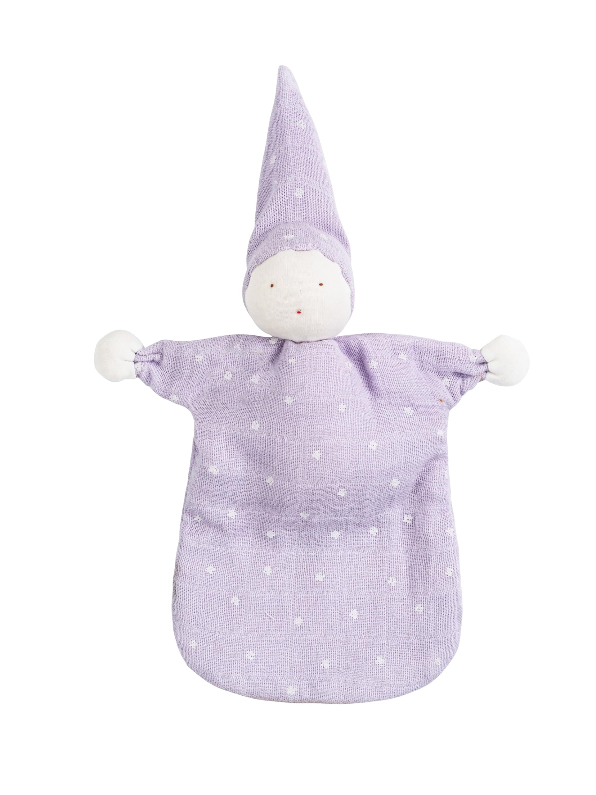 Under The Nile Muslin Sleeping Lovey Lavender Stars close-up shows soft organic cotton for cozy hugs