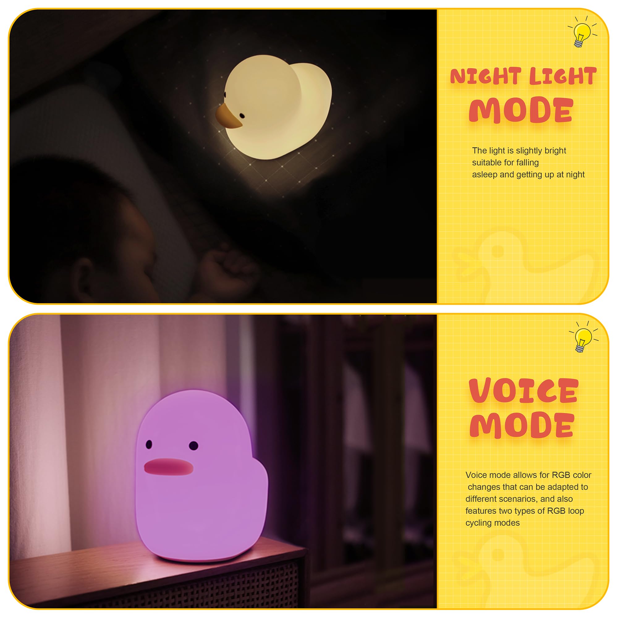UNEEDE Benson night light silicone duck design with cute tactile appeal