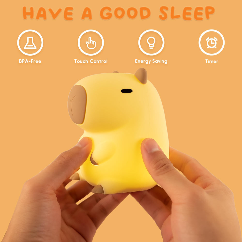 UNEEDE capybara night light close-up shows soft silicone texture.