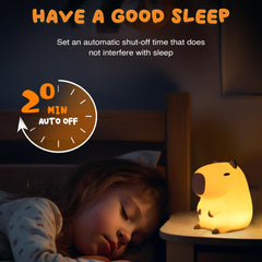 UNEEDE capybara night light demonstrates dimmable brightness for any scene.