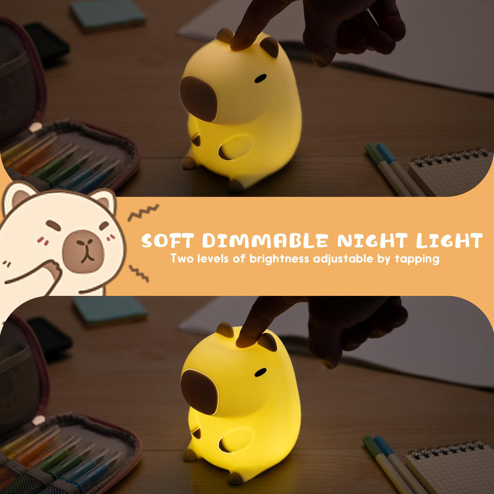 UNEEDE capybara night light charging via USB for wireless use.